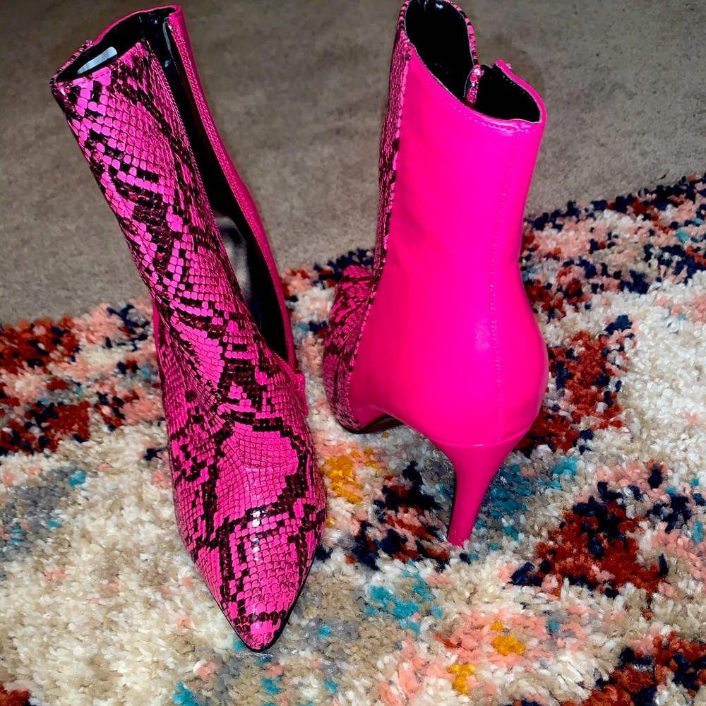 Snake print booties